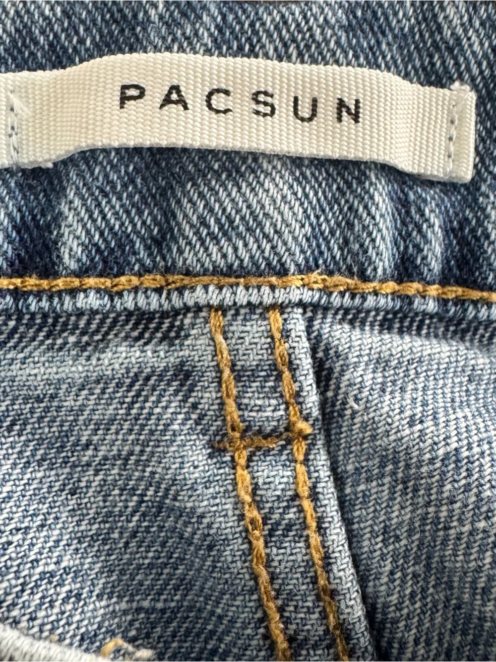 PacSun Baggy Denim Shorts Blue Distressed Button Fly Raw Hem High-Rise Sz 25